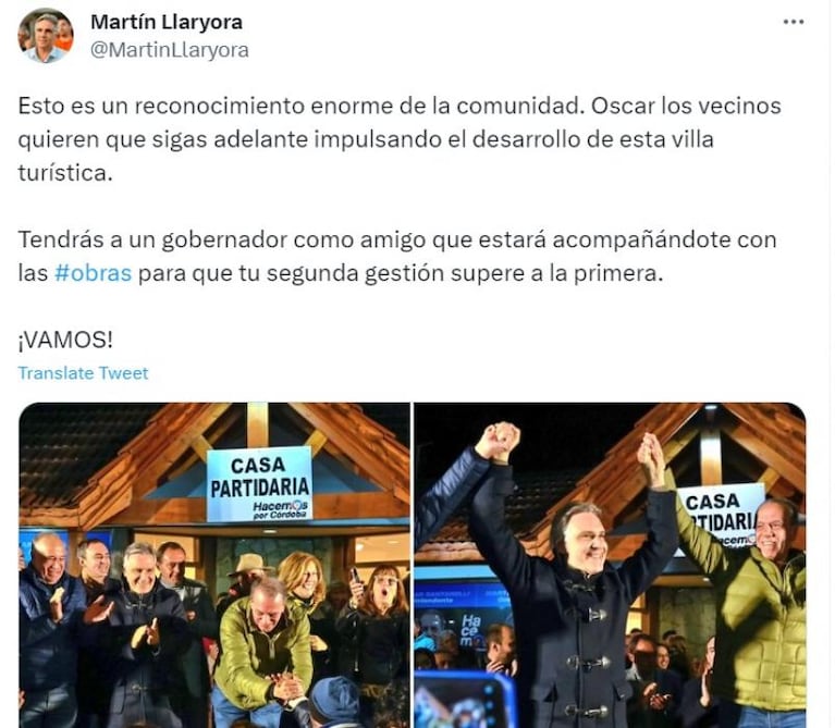 Llaryora festejó en Villa General Belgrano y Juez en Jesús María: todos los resultados