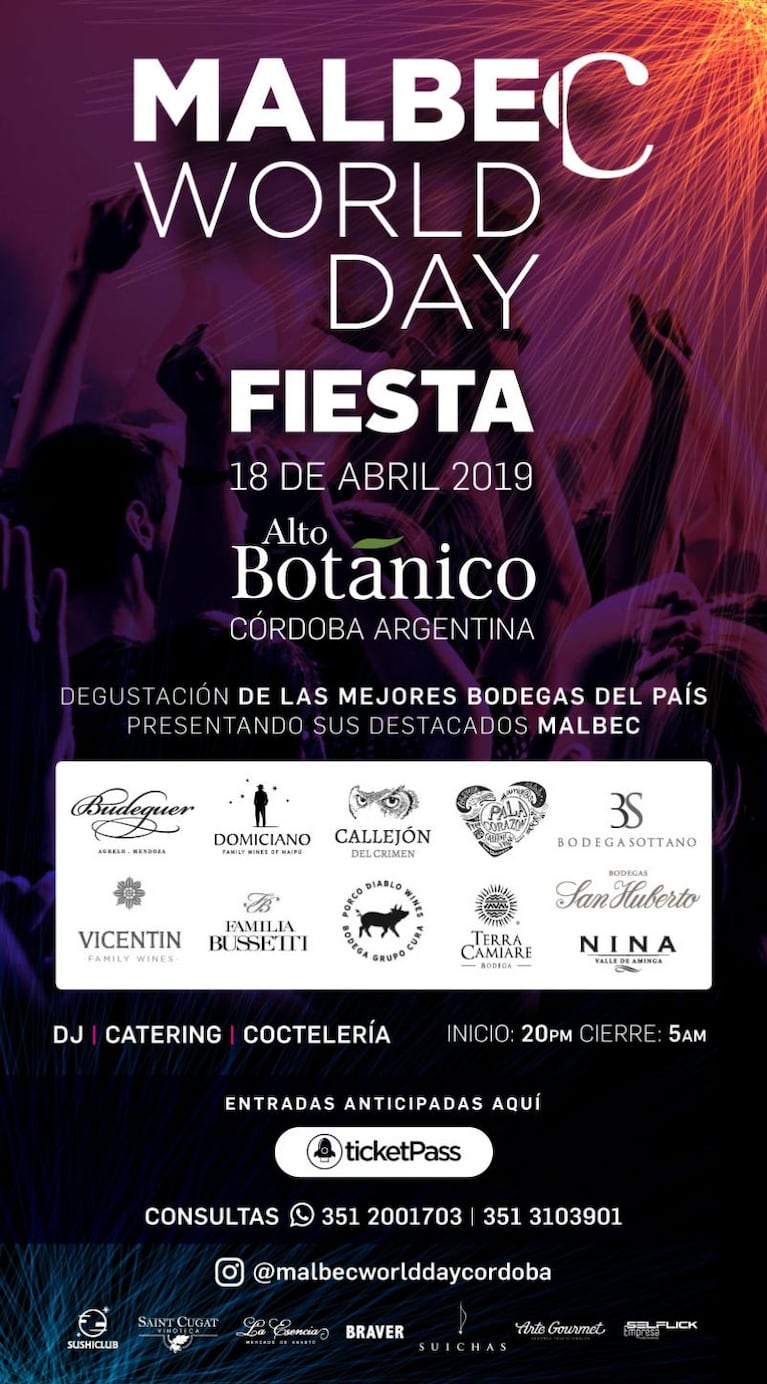 Llega a Córdoba la Fiesta del Malbec World Day: ganadores de entradas