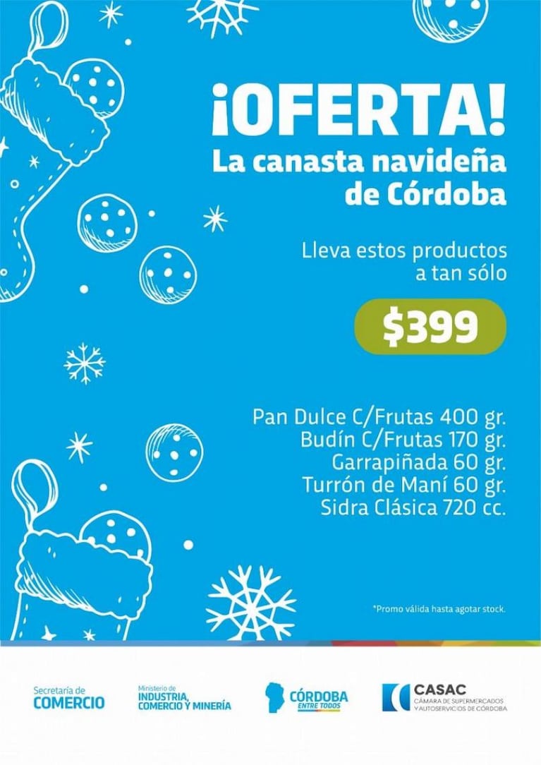 Llega la canasta navideña a Córdoba: qué contiene y cuánto cuesta