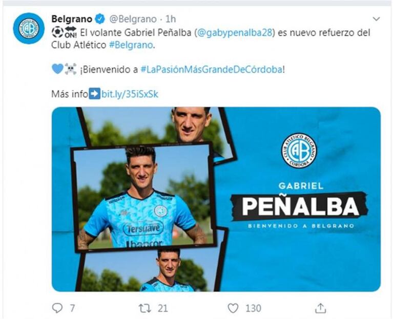 Llegó el primer refuerzo: Belgrano anunció a Gabriel Peñalba