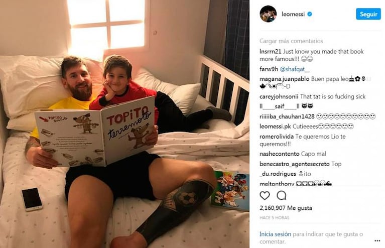 Llegó la hora del cuento: Messi y Thiago disfrutaron de la lectura