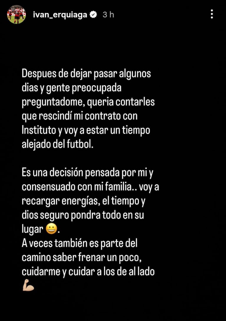 Lo compró Instituto y rescindió a los cuatro meses de llegar: “Es parte saber frenar un poco”