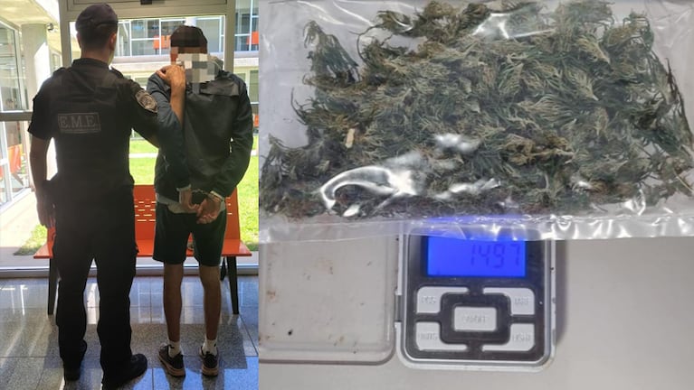 Lo detuvieron con marihuana cuando entraba a Tribunales de Carlos Paz.