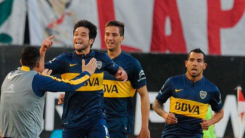 Lodeiro y todo Boca gritan el 1-0 ante River.
