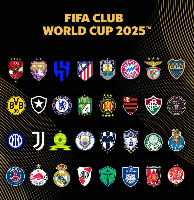 Los 32 equipos clasificados al Mundial de Clubes 2025 (Foto: @FIFAWC).