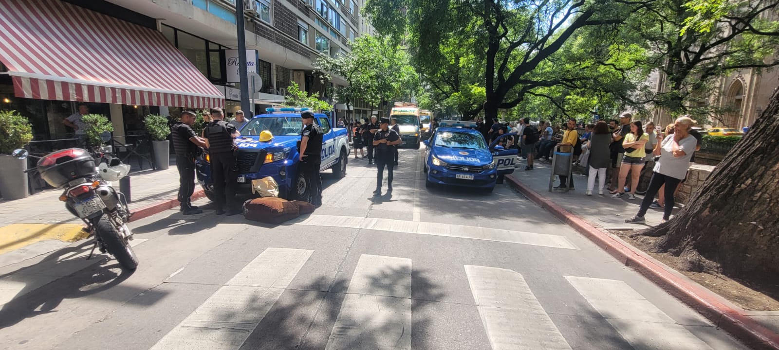 Los almohadones donde intentó caer el ladrón desde las alturas. Foto: Néstor Ghino / ElDoce.