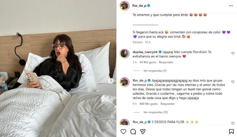 Los amigos de Flor Peña le “hackearon” las redes y publicaron fotos sin filtro para su cumpleaños