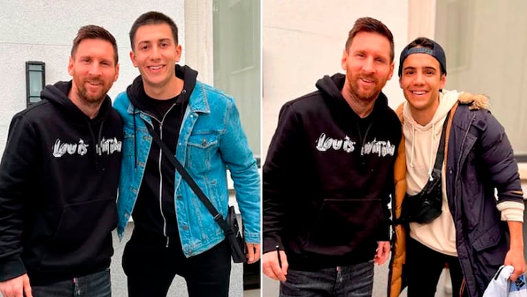 Los amigos de viaje por Europa y su foto con Messi.