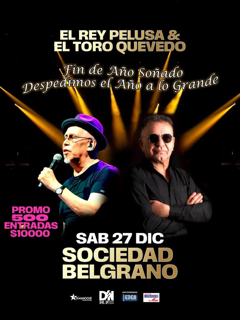 Los artistas cerrarán el año en una noche de éxitos en Sociedad Belgrano.