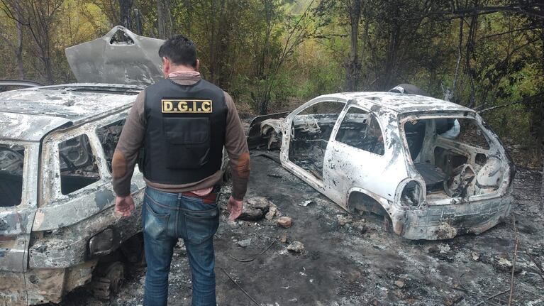 Los atraparon desarmando y quemando autos robados: hay cinco detenidos