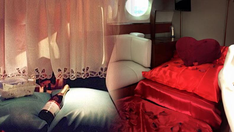 Los aviones ofrecen chocolates y vino espumante en sus vuelos calientes de pasión.