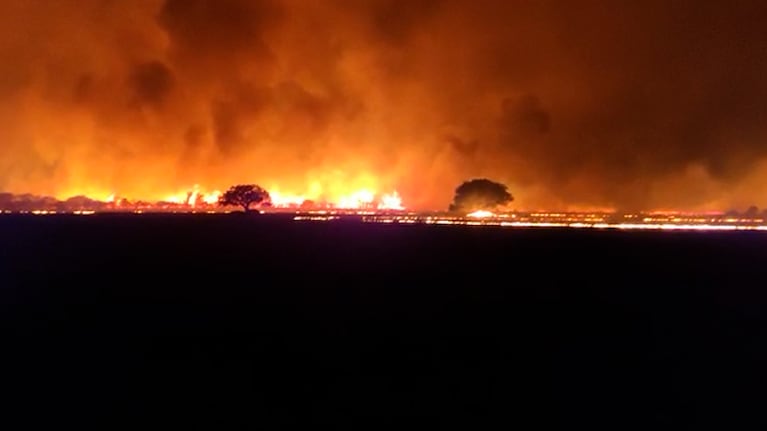 Los campos fueron arrasados por el fuego en la Pampa de Pocho.