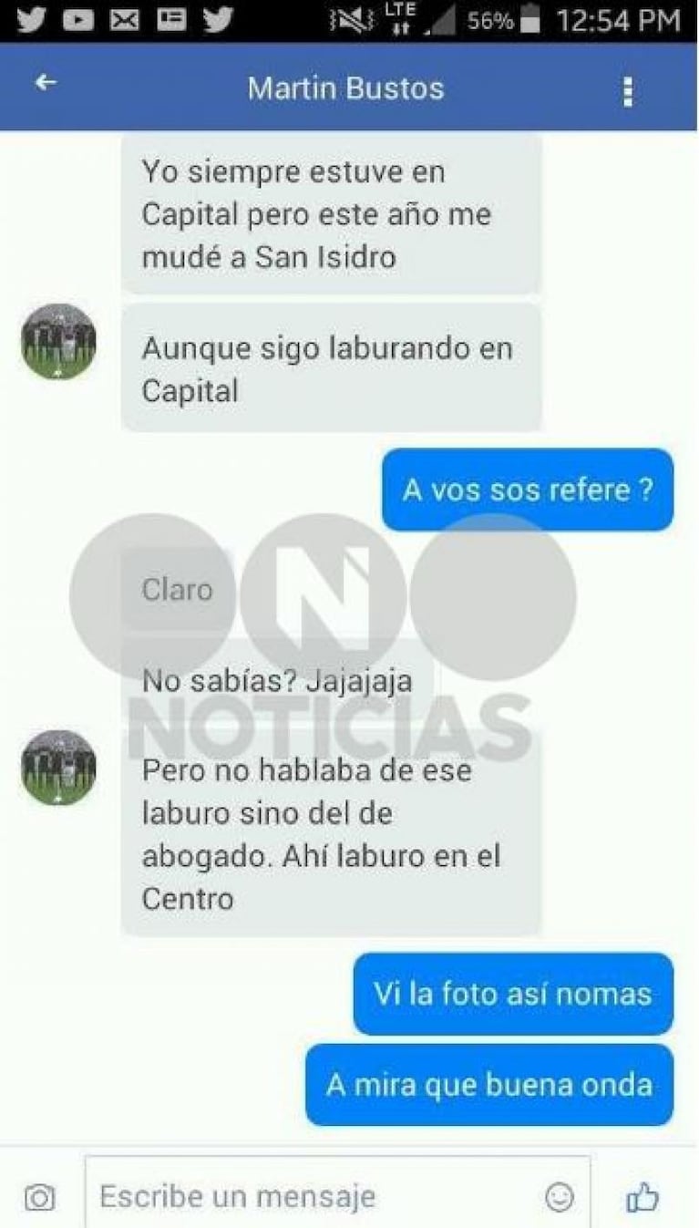  Los chats entre el árbitro Martín Bustos y un jugador de las inferiores de Independiente