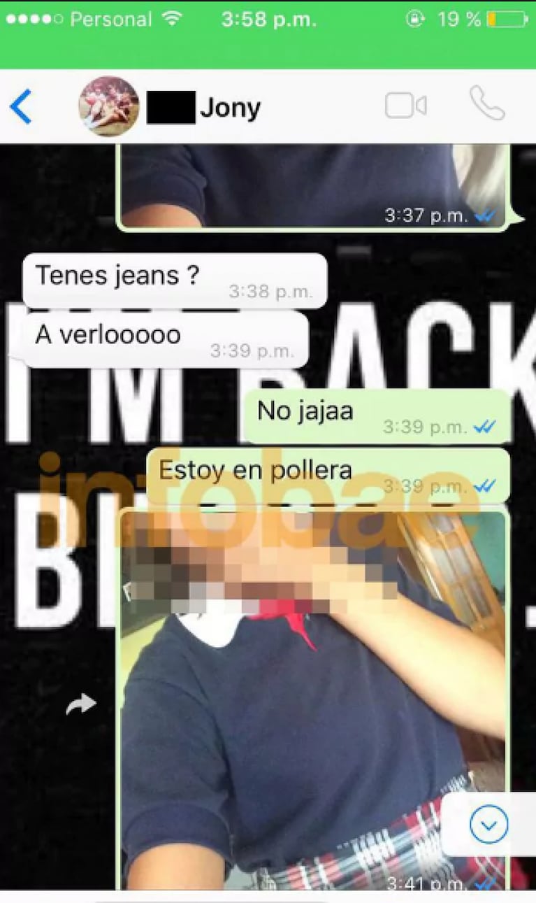 Los chats entre Jonathan Fabbro y su ahijada 