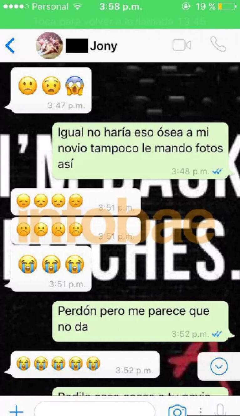 Los chats entre Jonathan Fabbro y su ahijada 