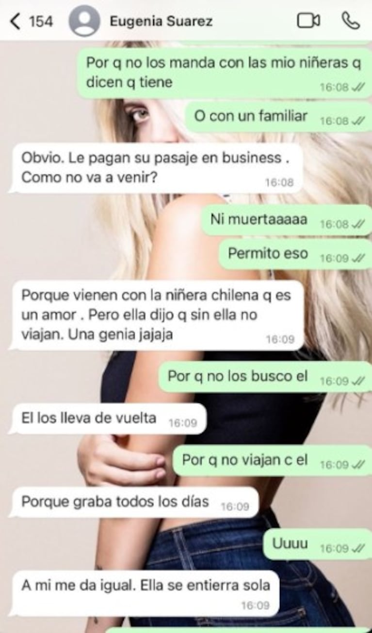 Los chats que publicó Wanda Nara con la China Suárez hablando de Pampita.