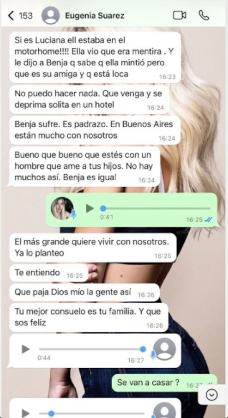 Los chats que publicó Wanda Nara con la China Suárez hablando de Pampita.