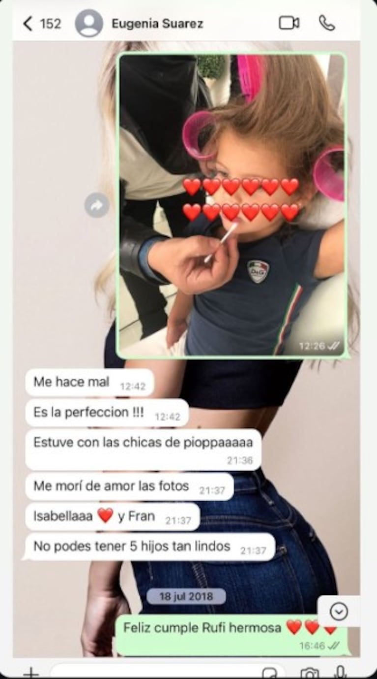 Los chats que publicó Wanda Nara con la China Suárez hablando de Pampita.