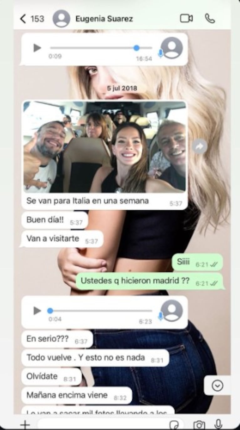 Los chats que publicó Wanda Nara con la China Suárez hablando de Pampita.