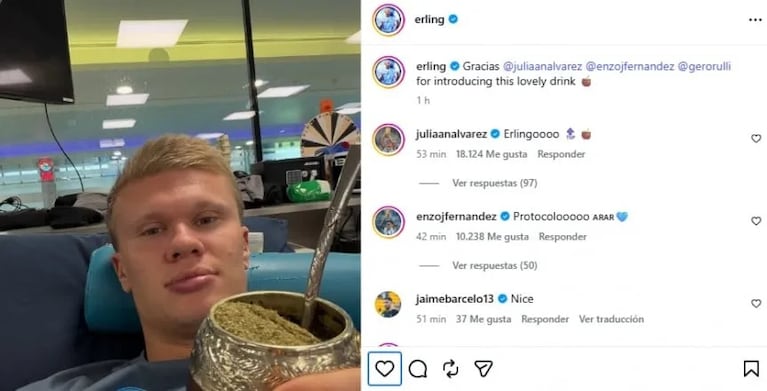 Los comentarios de los futbolistas argentinos en la publicación del goleador.