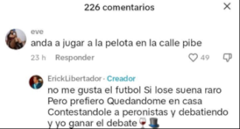 Los comentarios que le dejaron al nene en las redes.