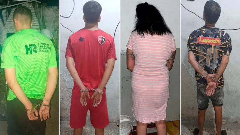 Los cuatro detenidos por el crimen del bebé en Rosario. (Imagen: gentileza Infobae).