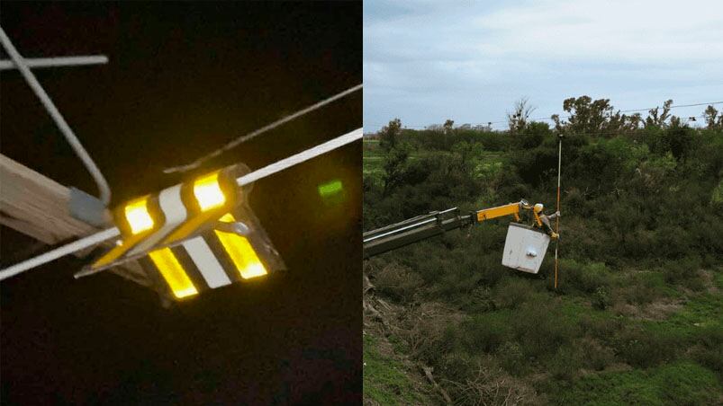 Los desviadores de vuelo sirven para que las aves migratorias no sufran daños al chocar contra el cableado eléctrico.