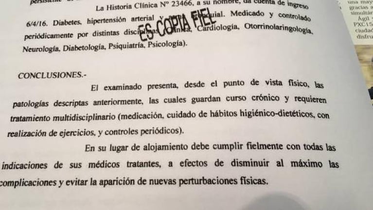 Los detalles de la pericia médica de Lázaro Báez