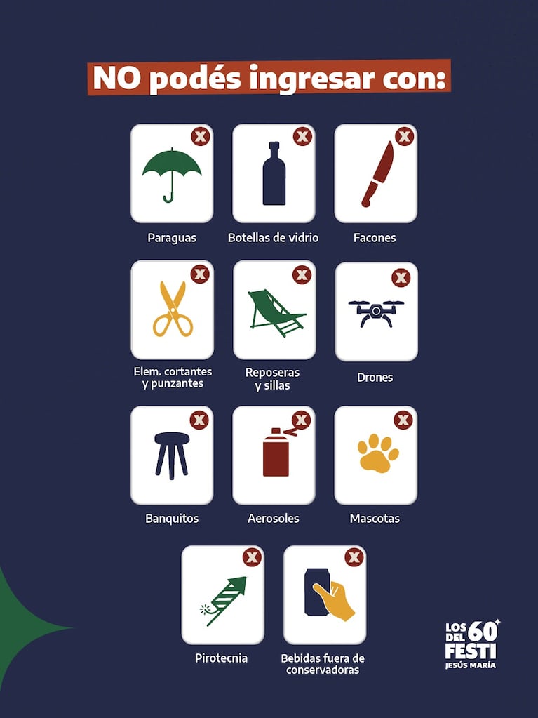 Los elementos prohibidos para el Festival de Jesús María.
