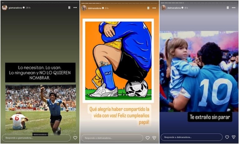 Los emotivos mensajes de Dalma y Gianinna Maradona por el cumple de Diego: “Feliz todo, pa”