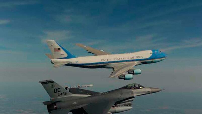 Los F-16 que escolatarán al Air Force One de Obama.