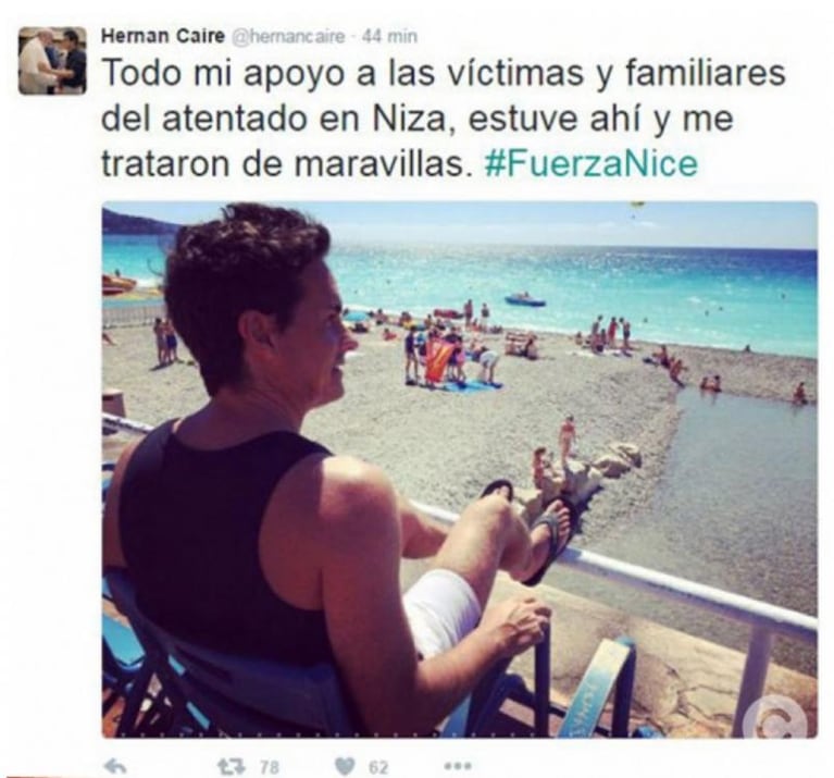 Los famosos y los mensajes por el atentado en Niza