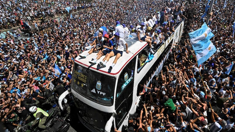 Los festejos del título de la Selección Argentina en Qatar 2022 (Foto: AFP)