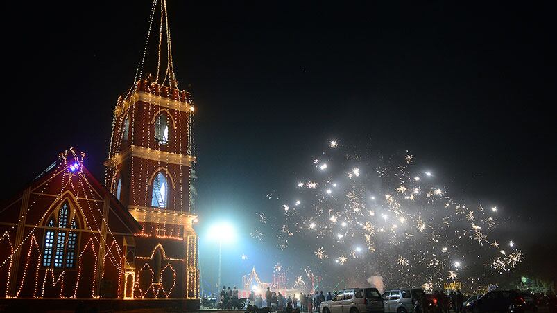 Los festejos en India. Foto: AP.