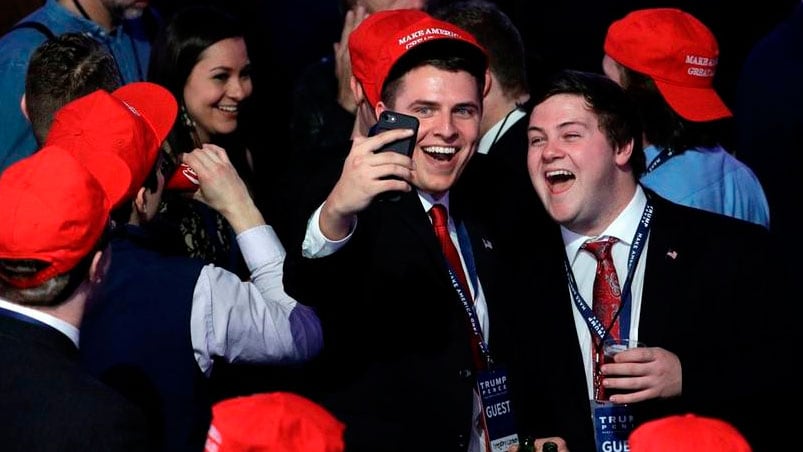 Los festejos en la sede de Trump. Foto: AP.