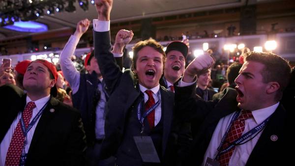 Los festejos en la sede de Trump. Foto: Reuters.