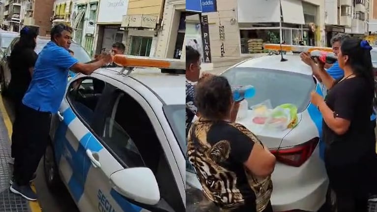 Los filmaron comiendo sobre un móvil de Seguridad Ciudadana en barrio Alberdi de Córdoba.