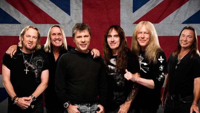 Los integrantes de Iron Maiden, íconos del heavy metal mundial.