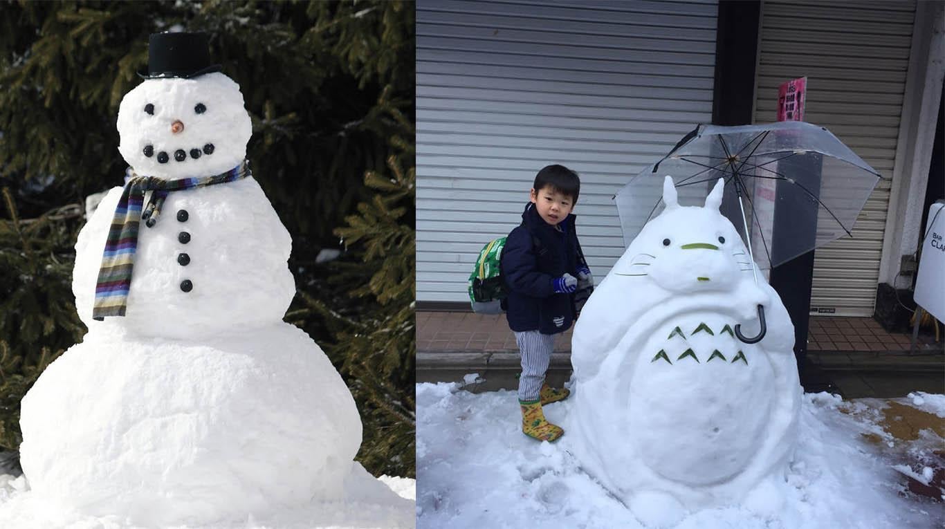 Los japoneses aprovecharon la nevada para hacer las obras más increíbles.