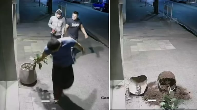 Los jóvenes quedaron filmados por la cámara del comercio en la calle.