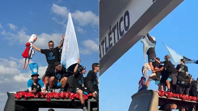 Los jugadores colgaron una gallina a la altura del predio de Talleres.