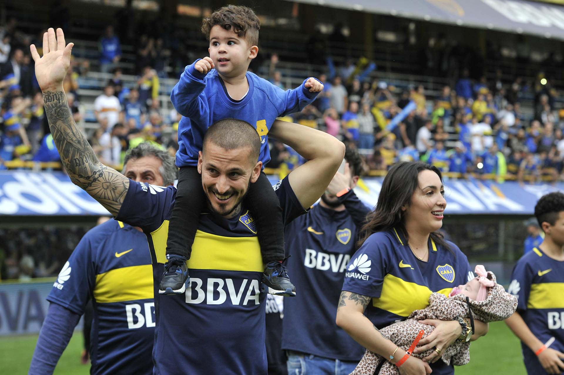 Los jugadores de Boca festejaron el título junto a sus familias. Foto: Infobae.