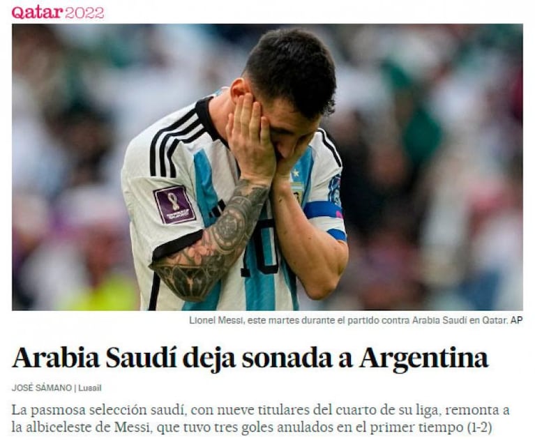 Los medios del mundo, lapidarios tras la derrota de Argentina frente a Arabia Saudita