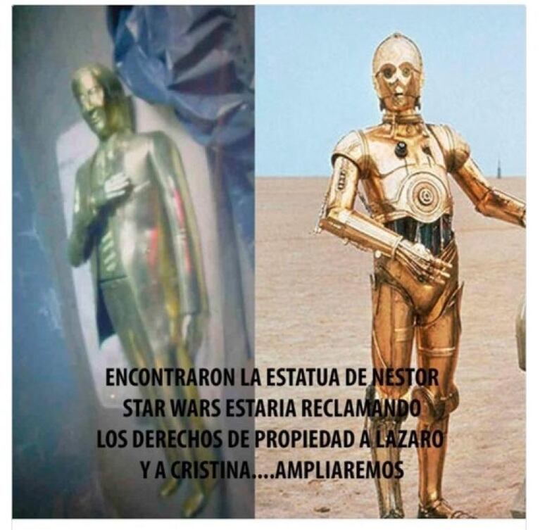 Los memes por la estatua de Kirchner que tenía Lázaro