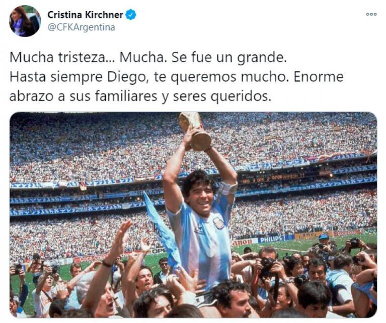 Los mensajes de Alberto Fernández, Cristina Kirchner y Macri por la muerte de Maradona