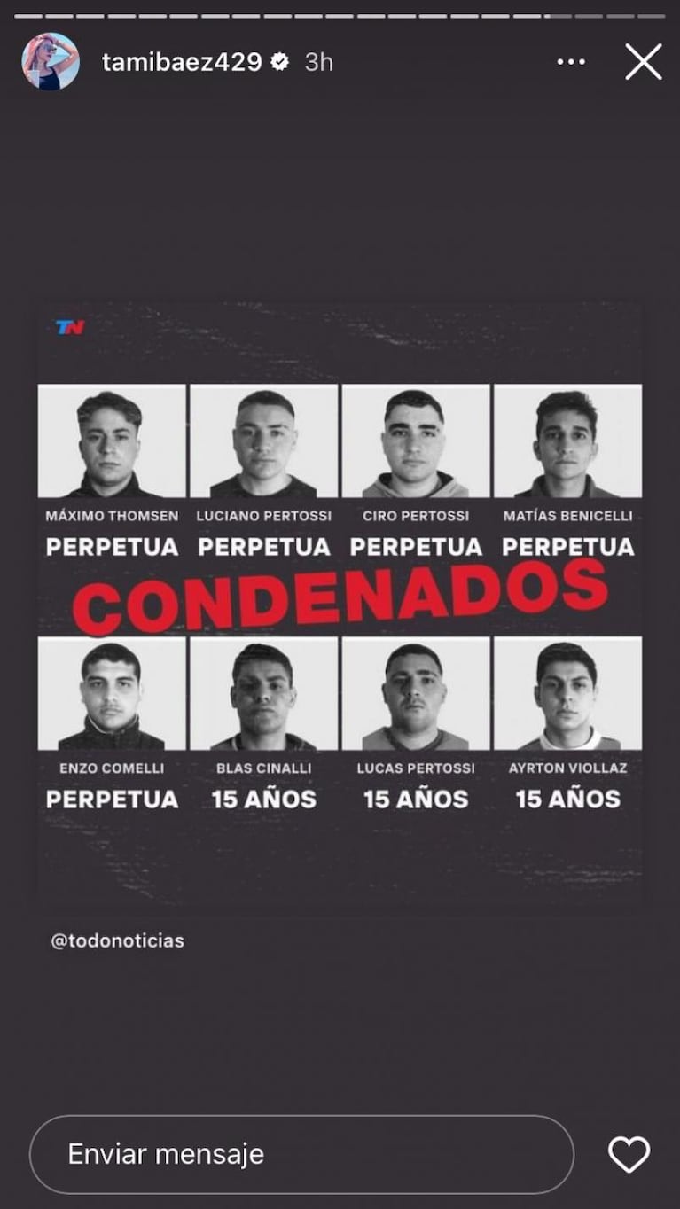 Los mensajes de los famosos tras la sentencia por el crimen de Báez Sosa