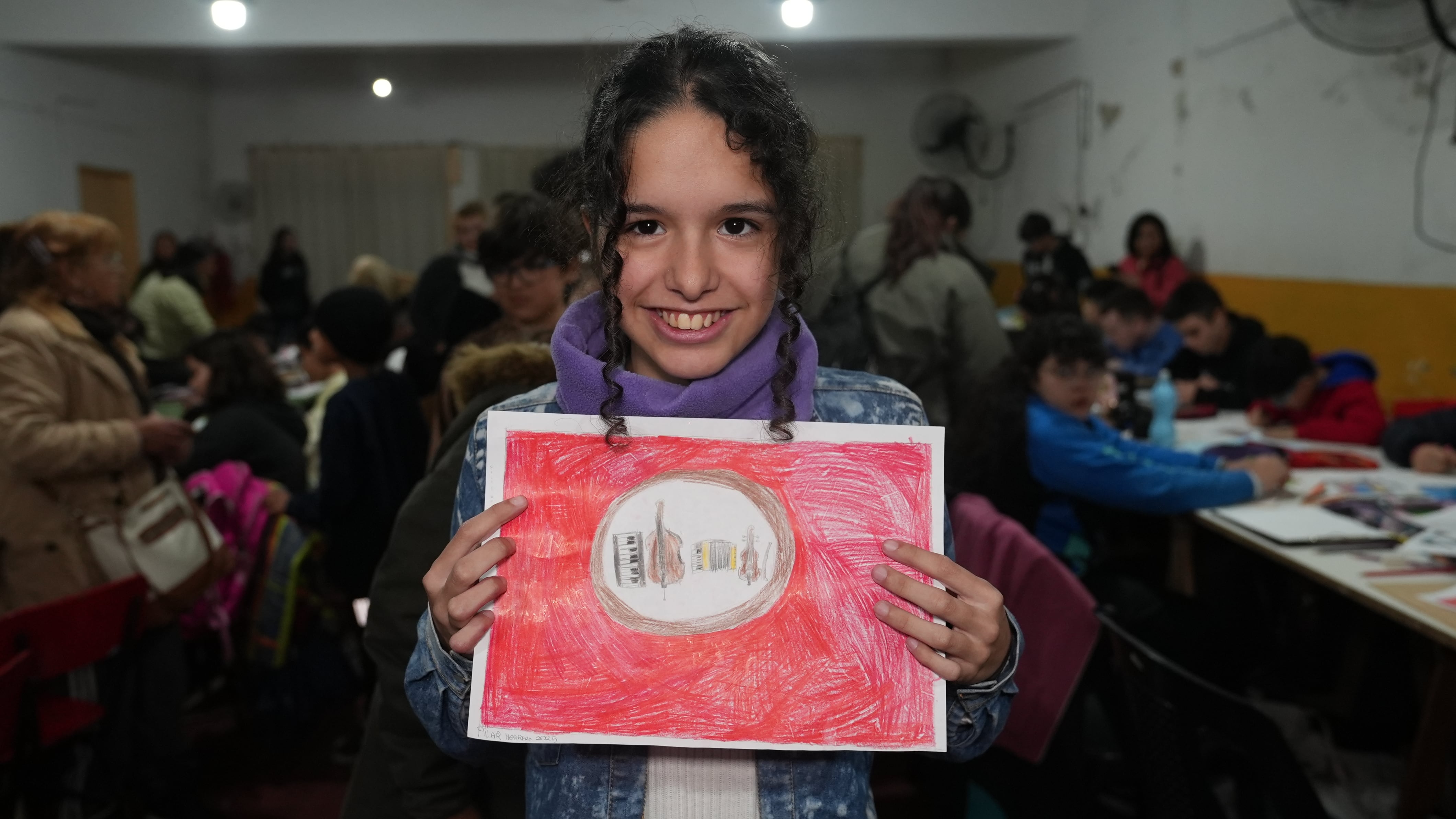 Los niños dejaron sus diseños para la bandera de cuarteto.