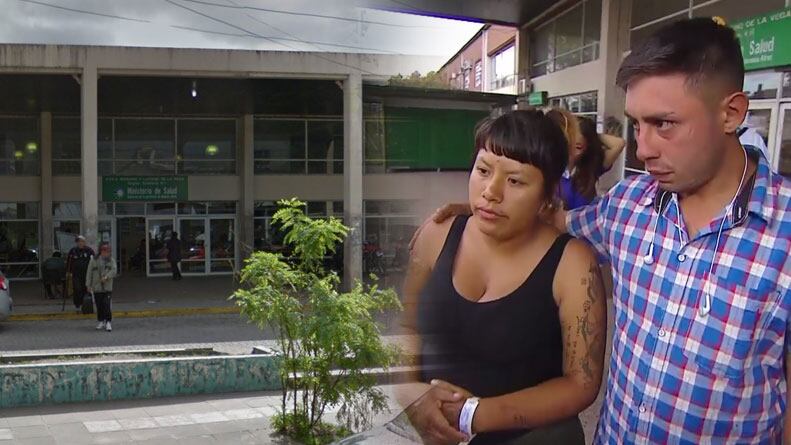 Los padres protestan en la puerta del hospital: el lunes les darían el resultado del ADN. / Foto: TN