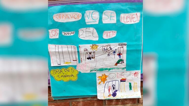 Los pequeños armaron un collage suplicándoles a los ladrones.