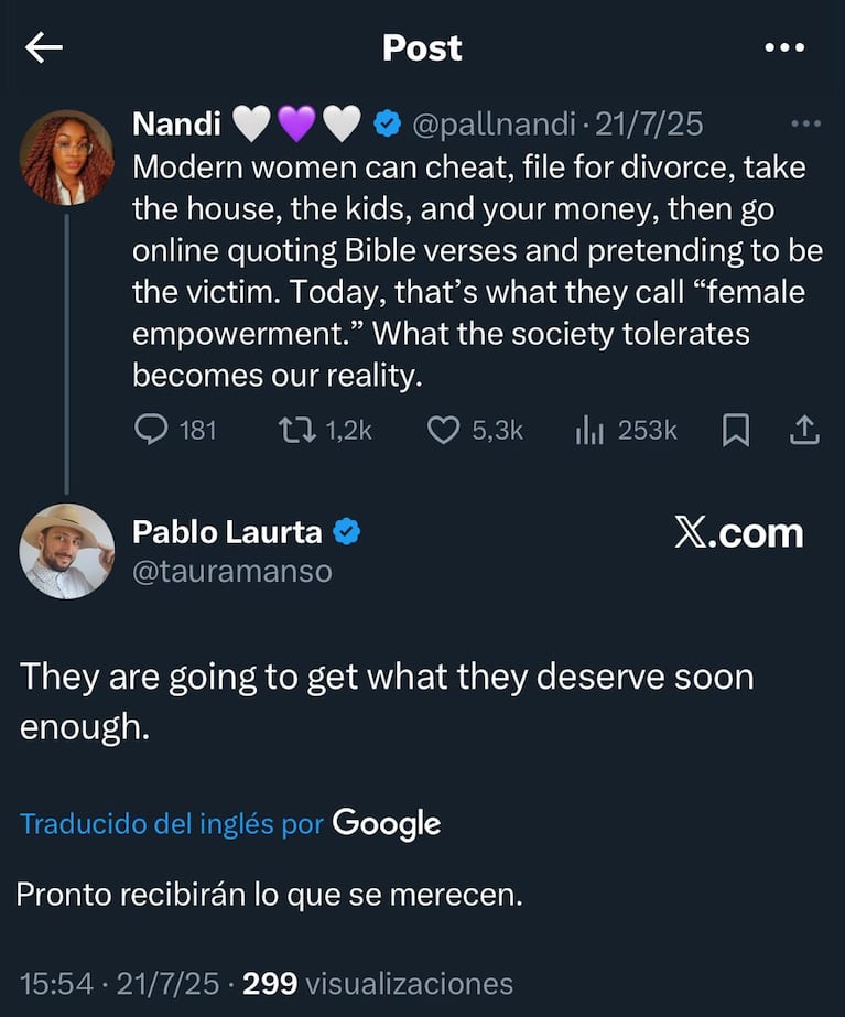 Los perturbadores tuits de Laurta.